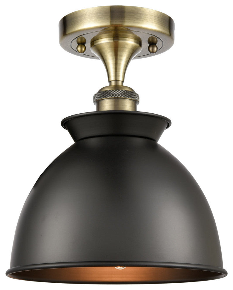 Innovations 516-1C-AB-M14-BK-LED 1 Light Semi-Flush Mount, Antique Brass