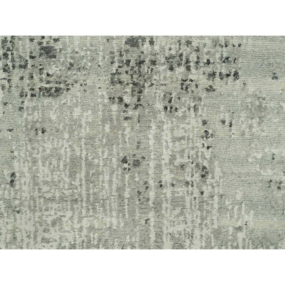 Gray Hand knotted Hand Spun Undyed Wool XL Runner Modern Rug 2'6"x31'8"