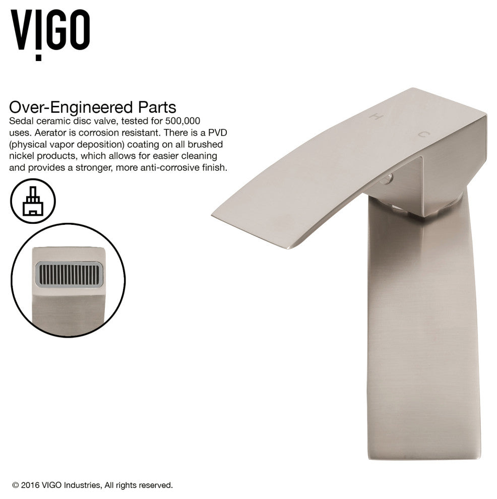 VIGO Duris 12" H Single Handle Single Hole Bathroom Vessel Faucet, Brushed Nickel