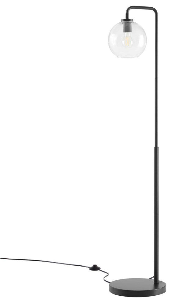 Floor Lamp Light, Black, Glass, Metal, Modern, Mid Century Bistro Hospitality