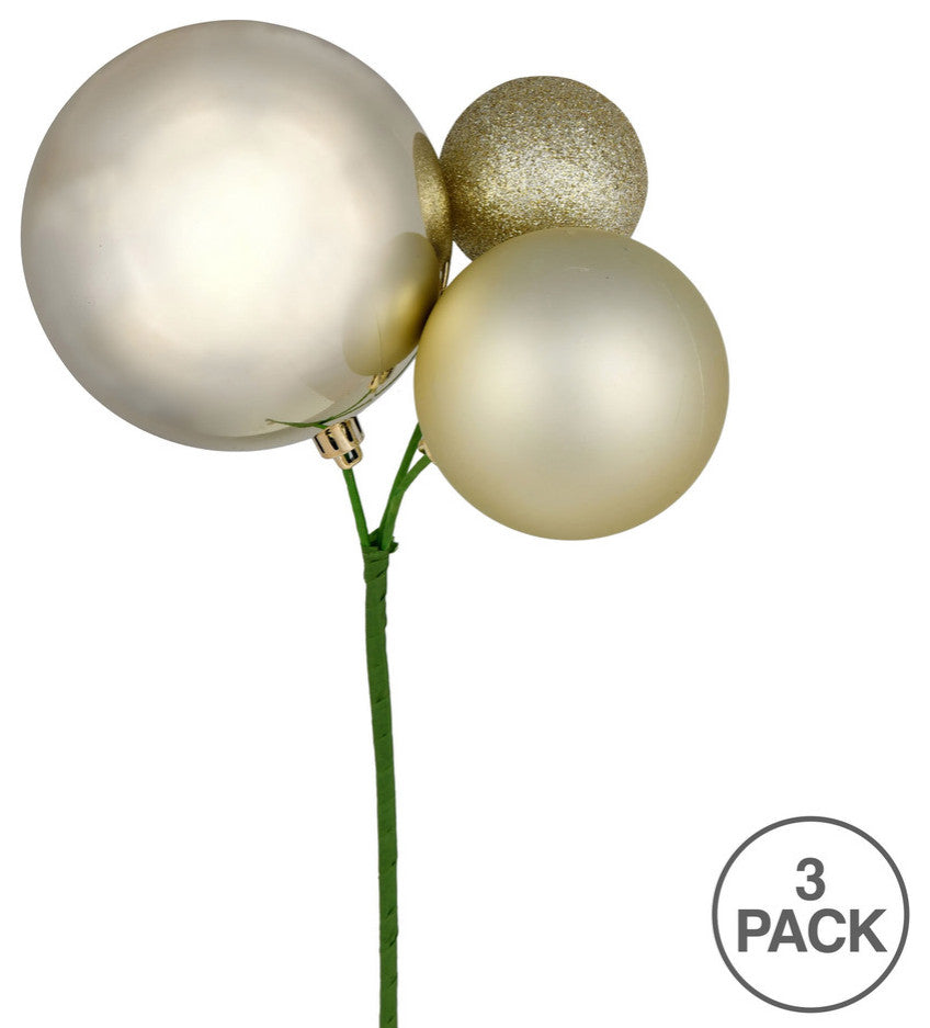 Vickerman N193138 18" Champagne Ball Ornament Christmas Pick