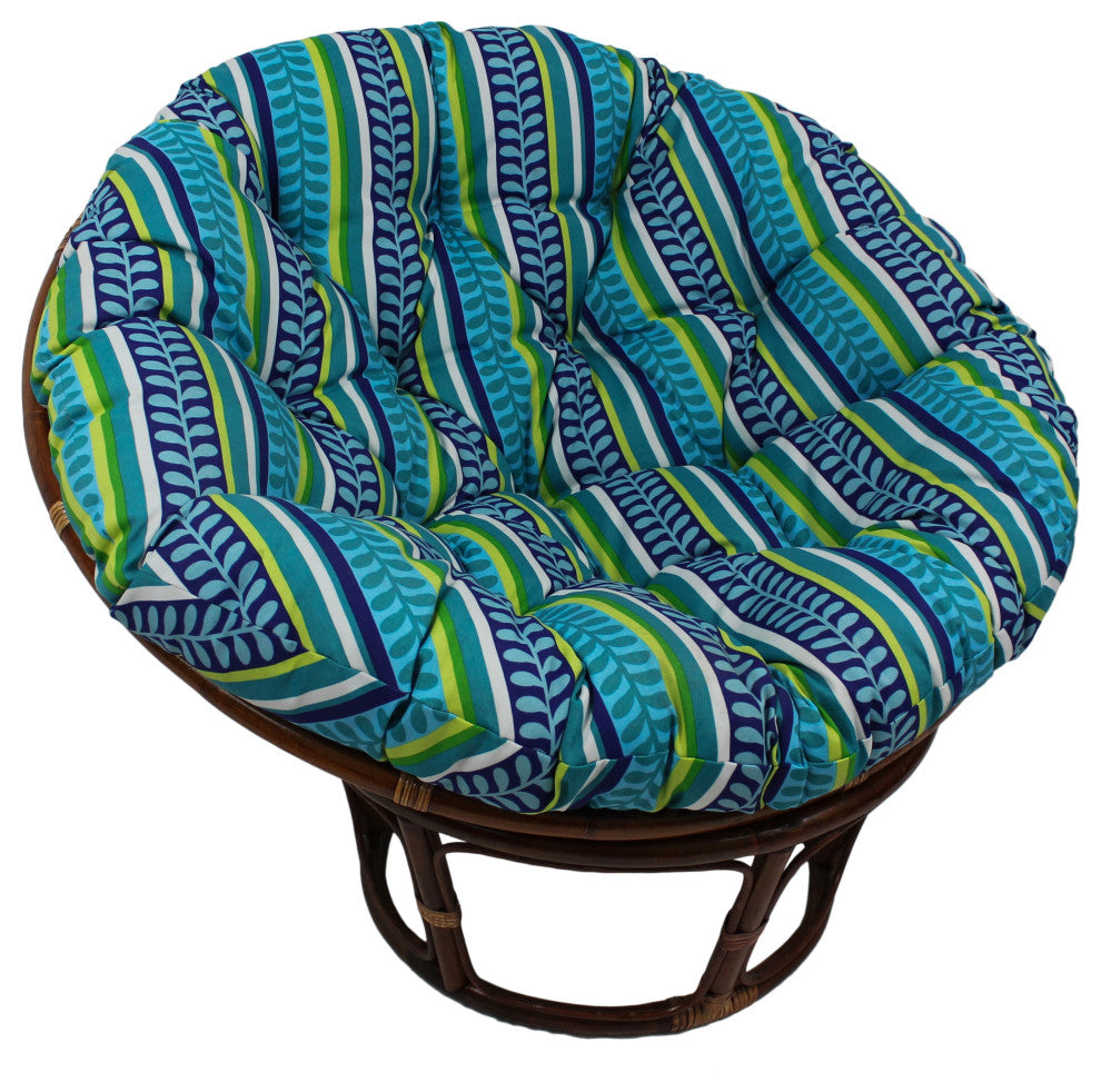48" Patterned Outdoor Papasan Cushion, Fits 46" Papasan Frame, Pike Azure