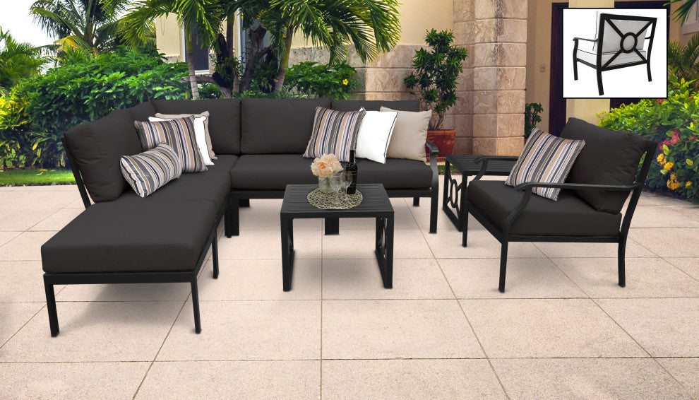 kathy ireland Madison Ave. 8 Piece Aluminum Patio Furniture Set 08m, Onyx