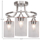 Paramount 3-Light Semi-Flush Light, Brushed Nickel, 4" Clear Bubble Glass