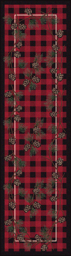 Wooded Pines, Red, 2'x8'