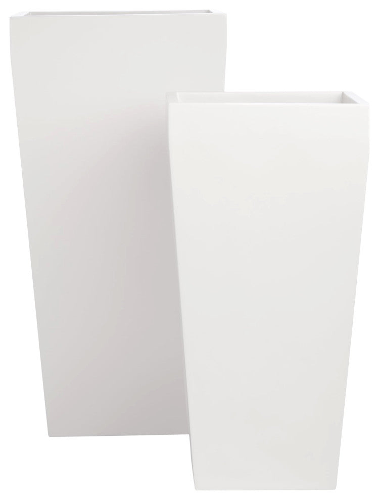 Windsor Tall Square Planter, White, 15"x15"x30"