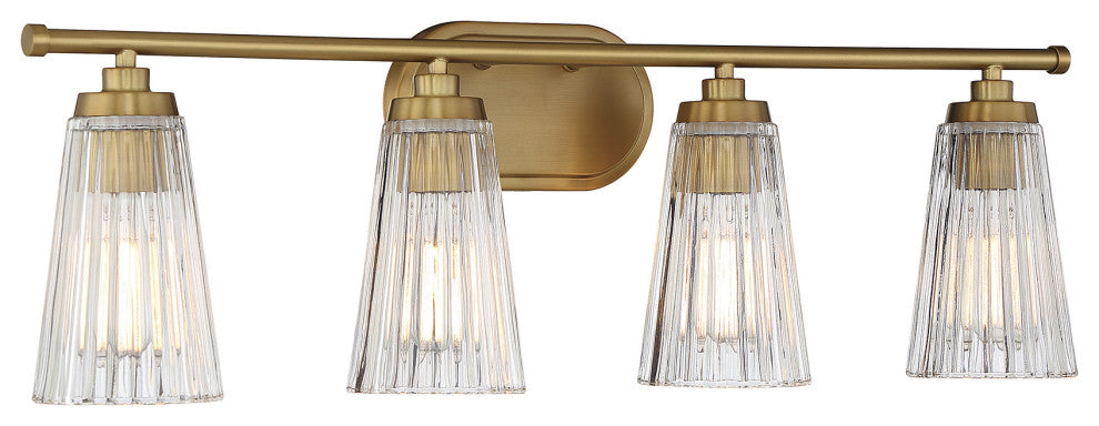 Chantilly 4-Light Bathroom Vanity Light, Warm Brass