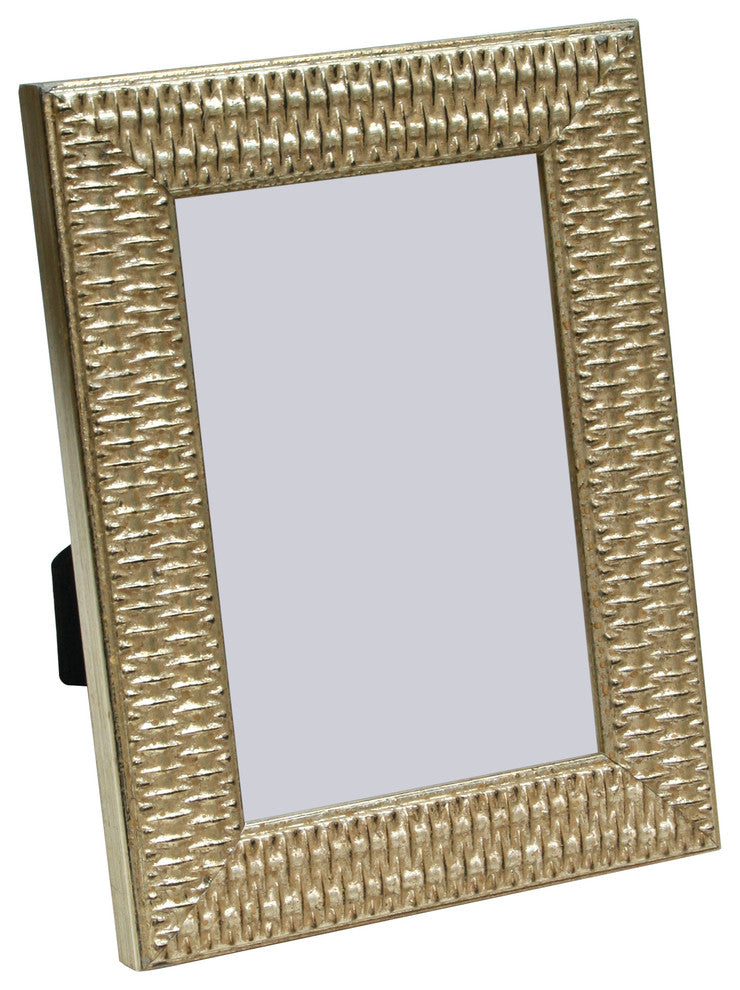 Arezzo Antique Frame, Silver And Rattan Pattern, 4"x6"