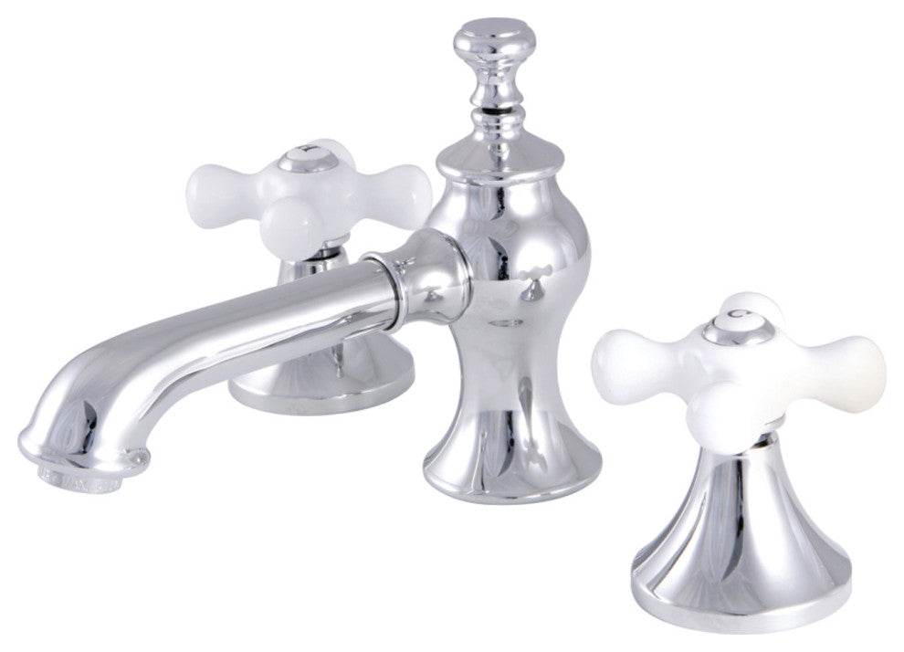 Kingston Brass Widespread Bathroom Faucet With Brass Pop-Up, Polished Chrome