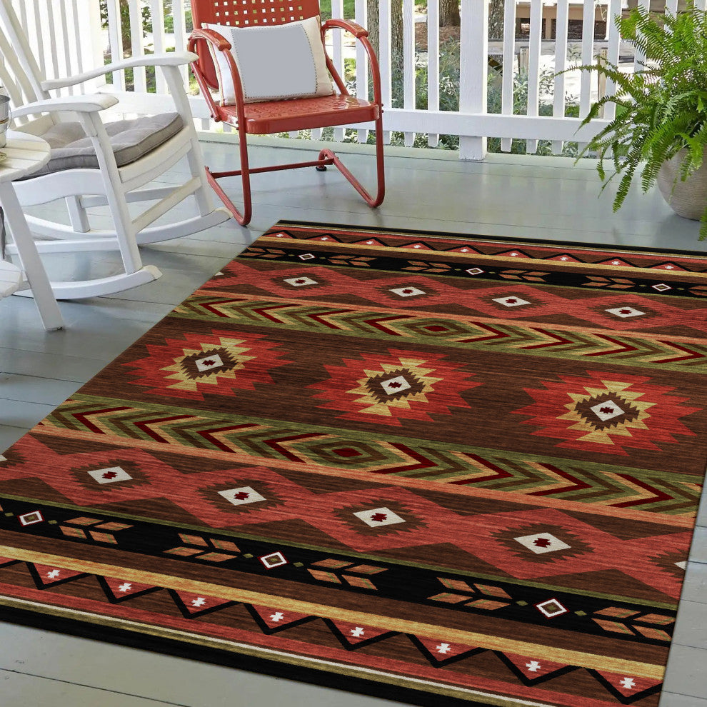 Indoor/Outdoor Phoenix PH3 Chocolate Machine Washable 10' x 14' Rug