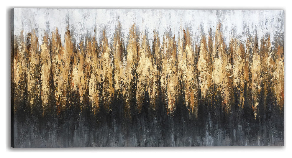 Golden Serenity - Abstract Black and Gold Art, Modern Canvas Wall Art
