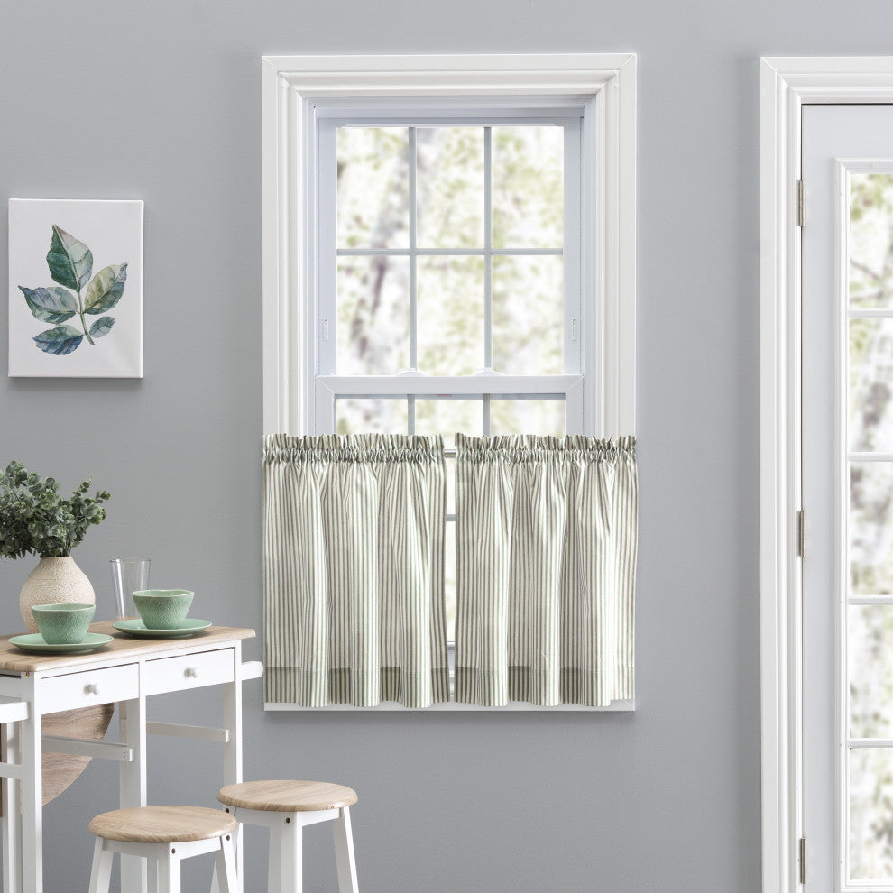 Plaza Stripe Tailored Tiers, Sage, 56"x24"