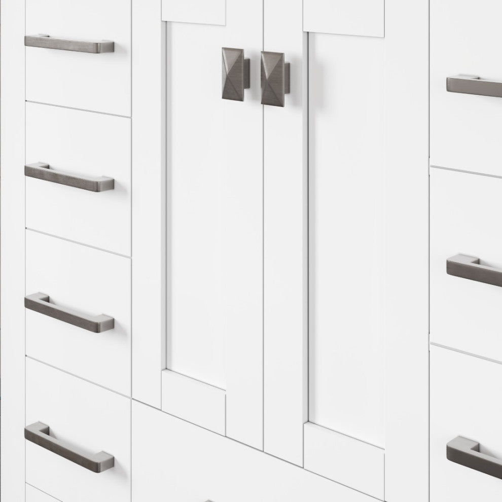 Eviva Hampton 36"W White Bathroom Vanity With White Carrara Quartz Countertop
