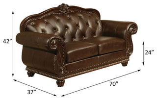 Anondale Loveseat, Espresso Top Grain Leather Match
