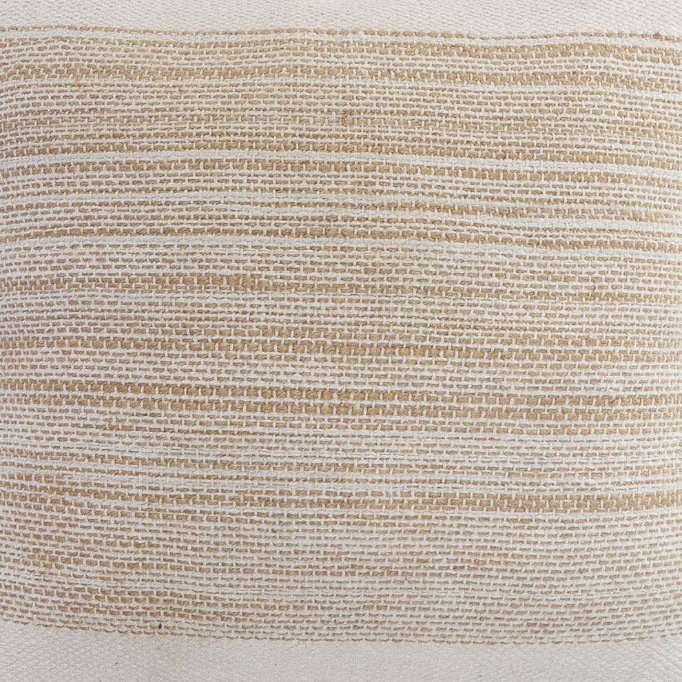 Ivory and Jute Striped Throw Pillow