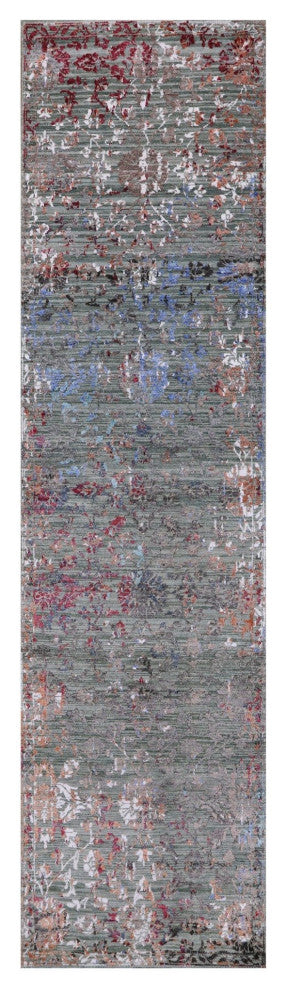 Runner Abstract Handmade Wool and Silk Rug 2' 7" X 9' 11" Q9269