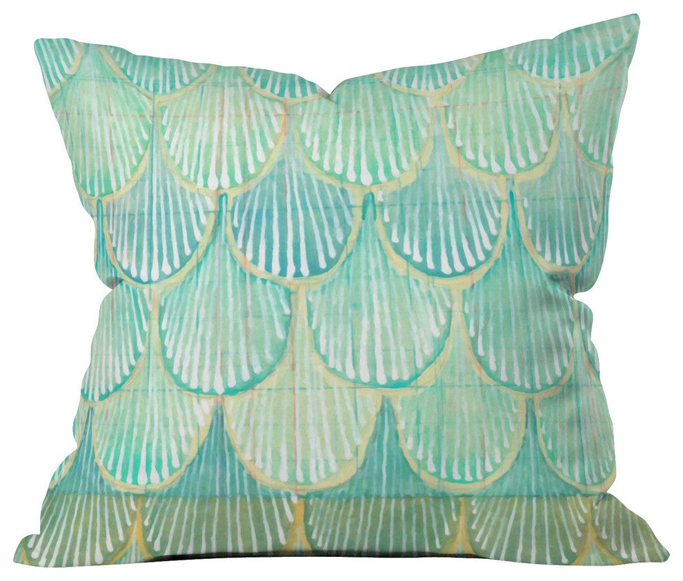 Cori Dantini Turquoise Scallops Outdoor Throw Pillow, 26x26x7