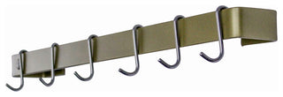 Handcrafted 30" Wall Rack Utensil Bar w 6 Hooks, Brass PC