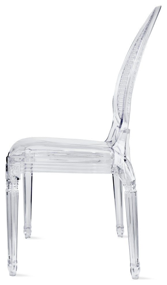 Side Dining Room Chairs, Accent Seat Lounge Armless Chairs, Set of 2, Clear