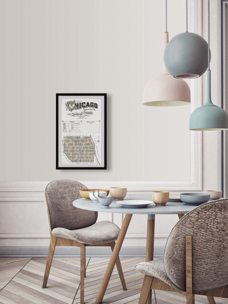 "Chicago Block Map" Framed Painting Print, 24x36