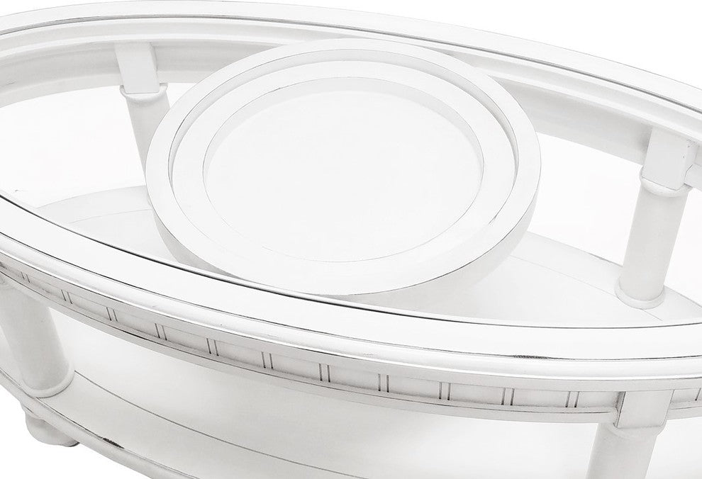 Monaco Oval Coffee Table With Tray Insert, White