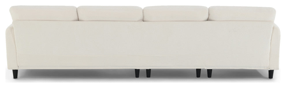 GDF Studio Modern Convertible L-Shaped Sectional Sofa With Ottoman, Beige