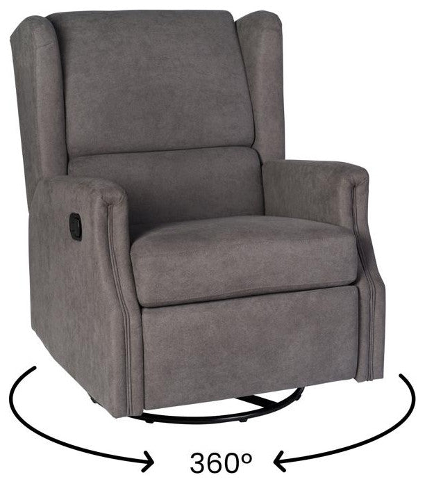 Omma Swivel Wingback Recliner Glider Rocker Recliner, Dark Gray