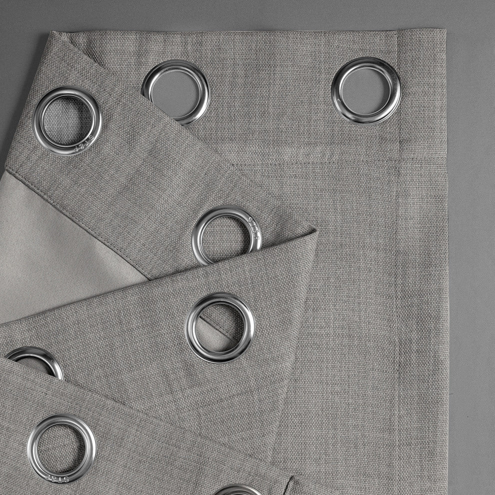 Faux Linen Grommet Room Darkening Curtain Single Panel, Clay, 50"x120"