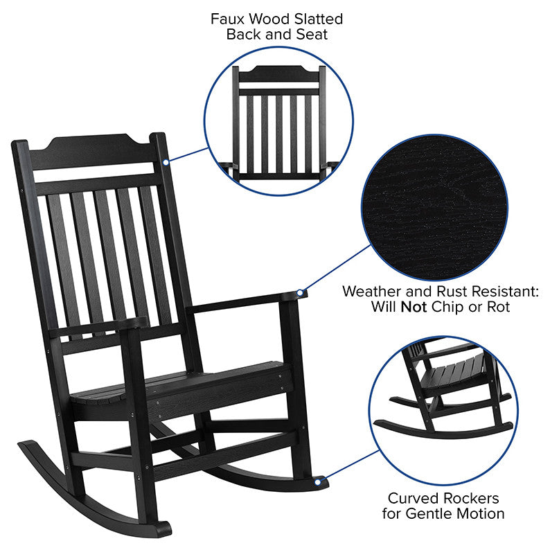 Set of 2 Winston All-Weather Faux Wood Rocking Chair, Black