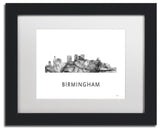 'Birmingham Alabama Skyline' Framed Art, Black Frame, White Matte, 14x11