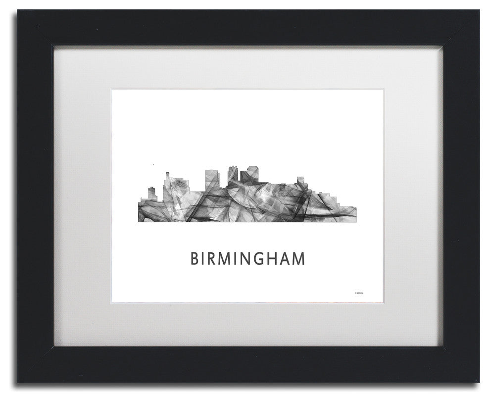 'Birmingham Alabama Skyline' Framed Art, Black Frame, White Matte, 14x11