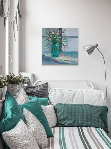 "Chroma Moments I" Floater Framed Painting Print on Canvas, 48"x48"