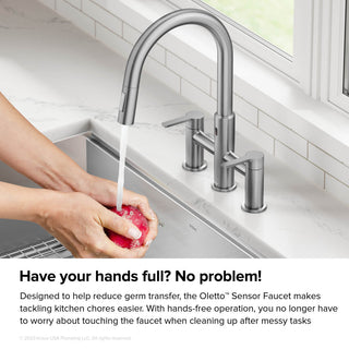 KRAUS Oletto Touchless Sensor Bridge Kitchen Faucet w Pulldown Sprayhead SFS