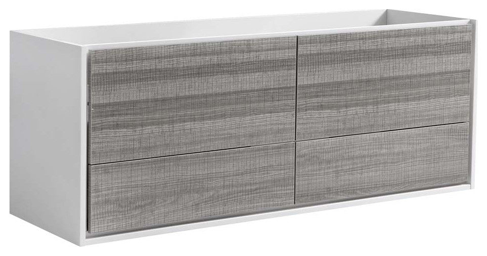 Fresca Catania 60" Gloss Ash Gray Wall Hung Single Sink Cabinet