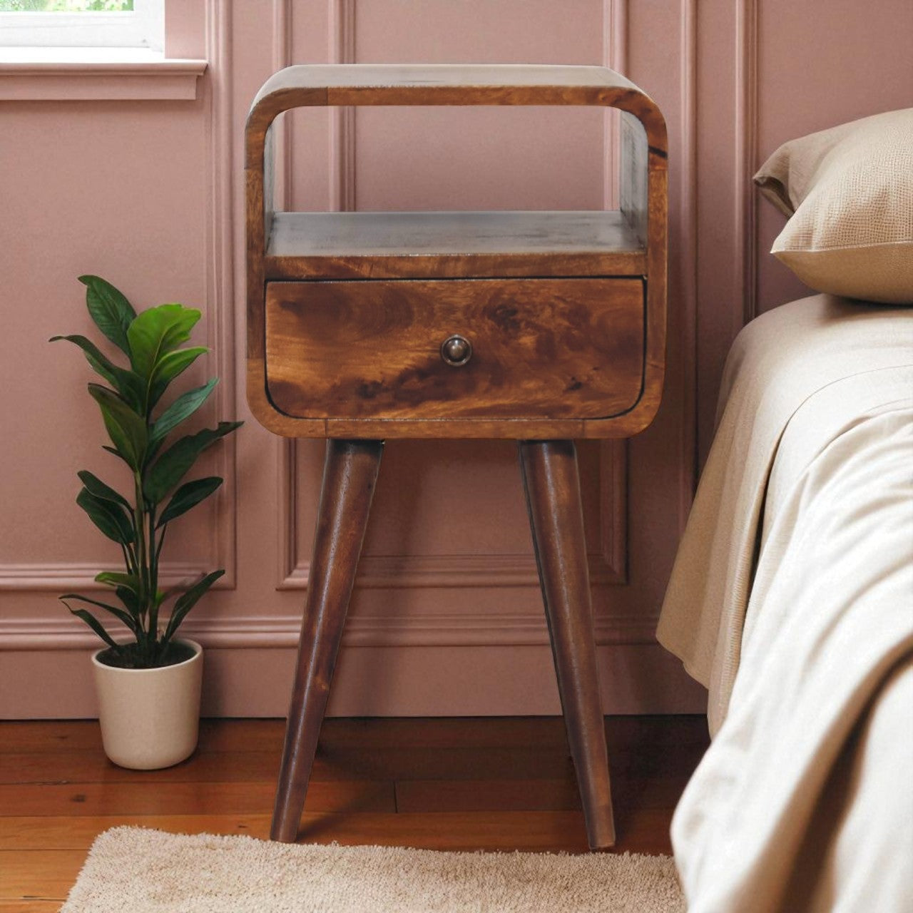 Mini Chestnut Curve Open Nightstand