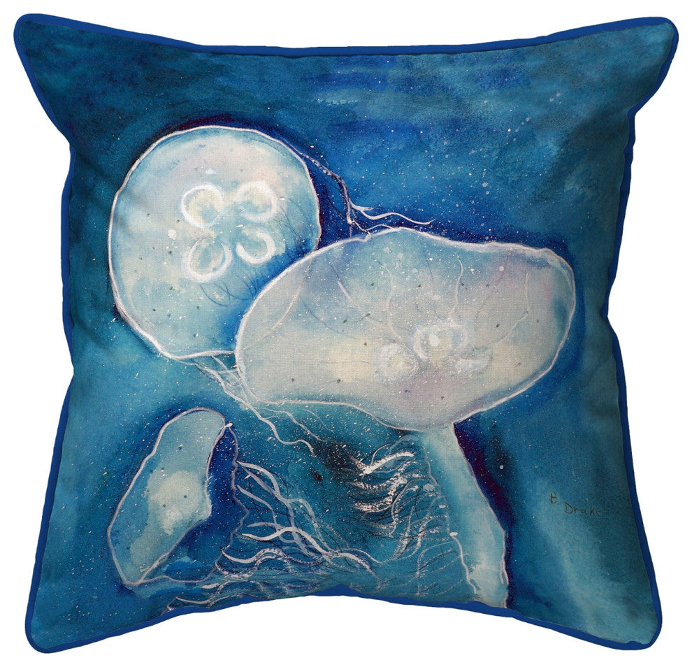 Blue Jellyfish Large Indoor/Outdoor Pillow 18x18