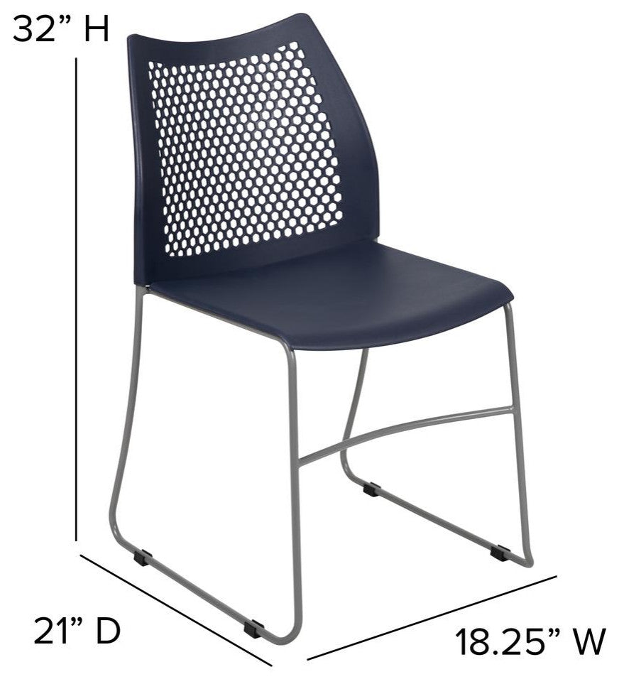 Hercules Series 661 Lb. Capacity Sled Base Stack Chair With Air-Vent Back, Navy,