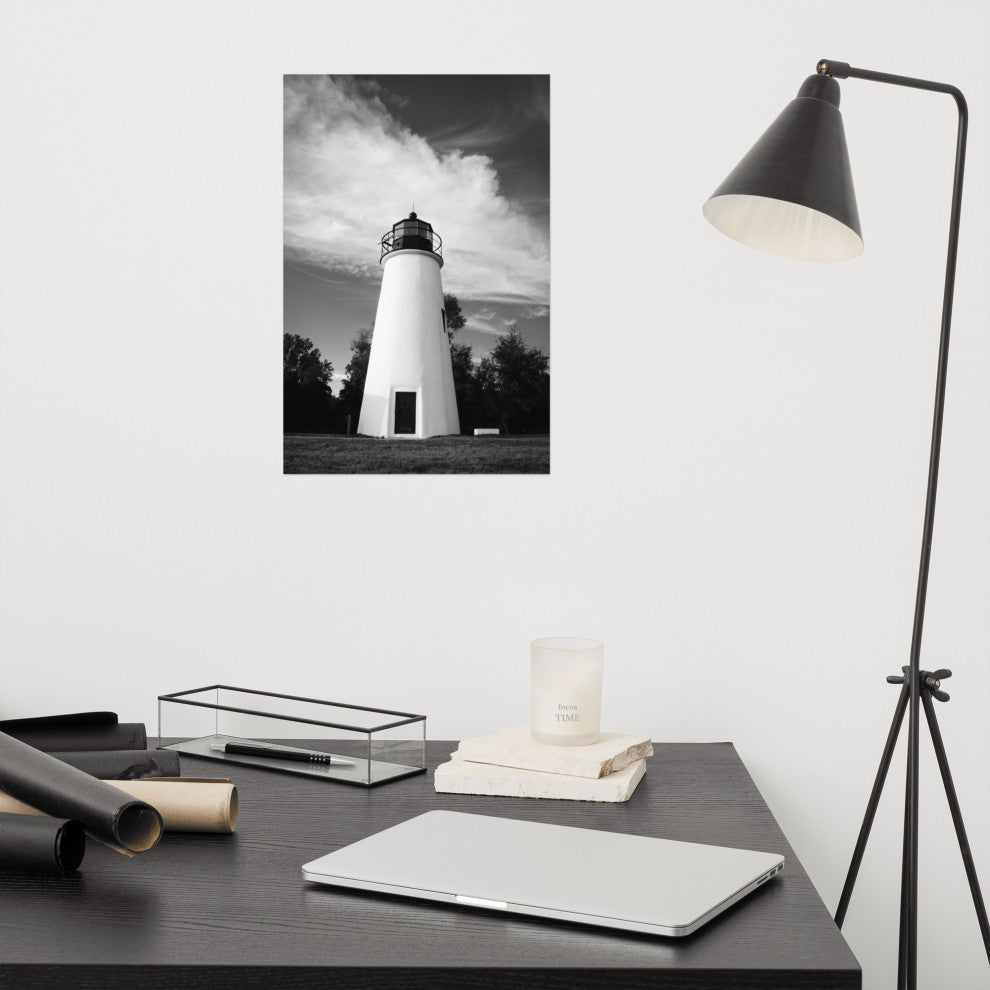 Touch the Sky Landscape Photo, Lighthouse Unframed Wall Art Print, 12" X 18"