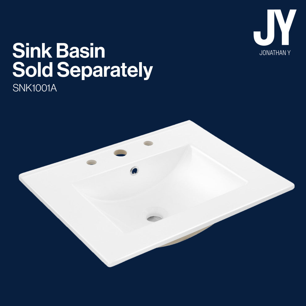 Jasper Rattan Modern 2-Shelf Bath Vanity Cabinet Only, Sink Basin Not Included