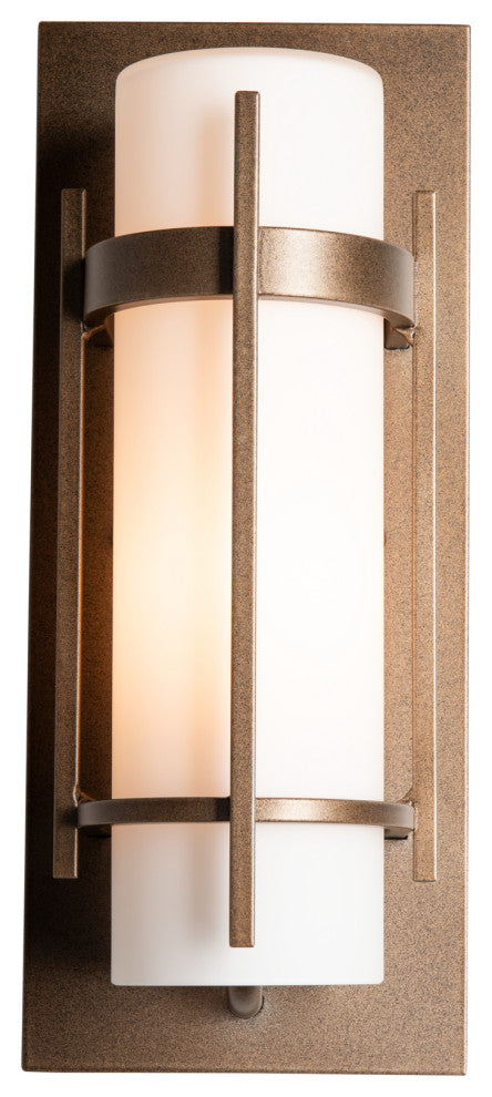 Banded Small Outdoor Sconce, Coastal Bronze Finish, Opal Glass