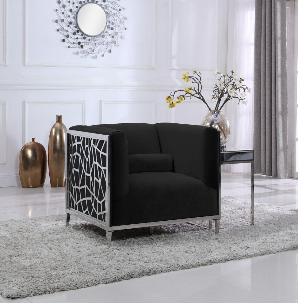 Opal Velvet Upholstered Chair, Black