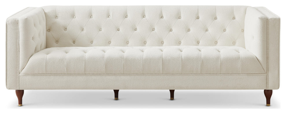 Houston Mid-Century Modern Luxury Chesterfield French Boucle Sofa, Cream