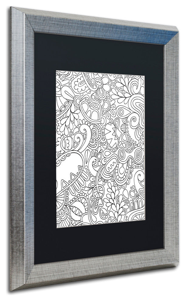 Hello Angel ''Doodles II'' Art, Silver Frame, Black Mat, 20x16