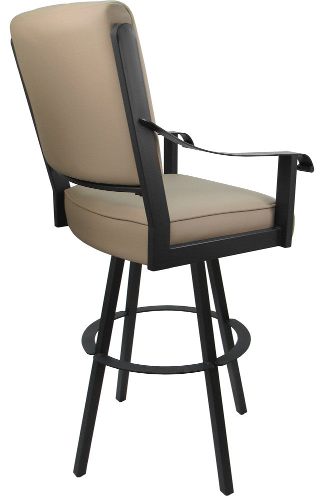 Leather Swivel Metal Bar Stool - Memphis on Warren Base, Tan Leather on Gray, 30"