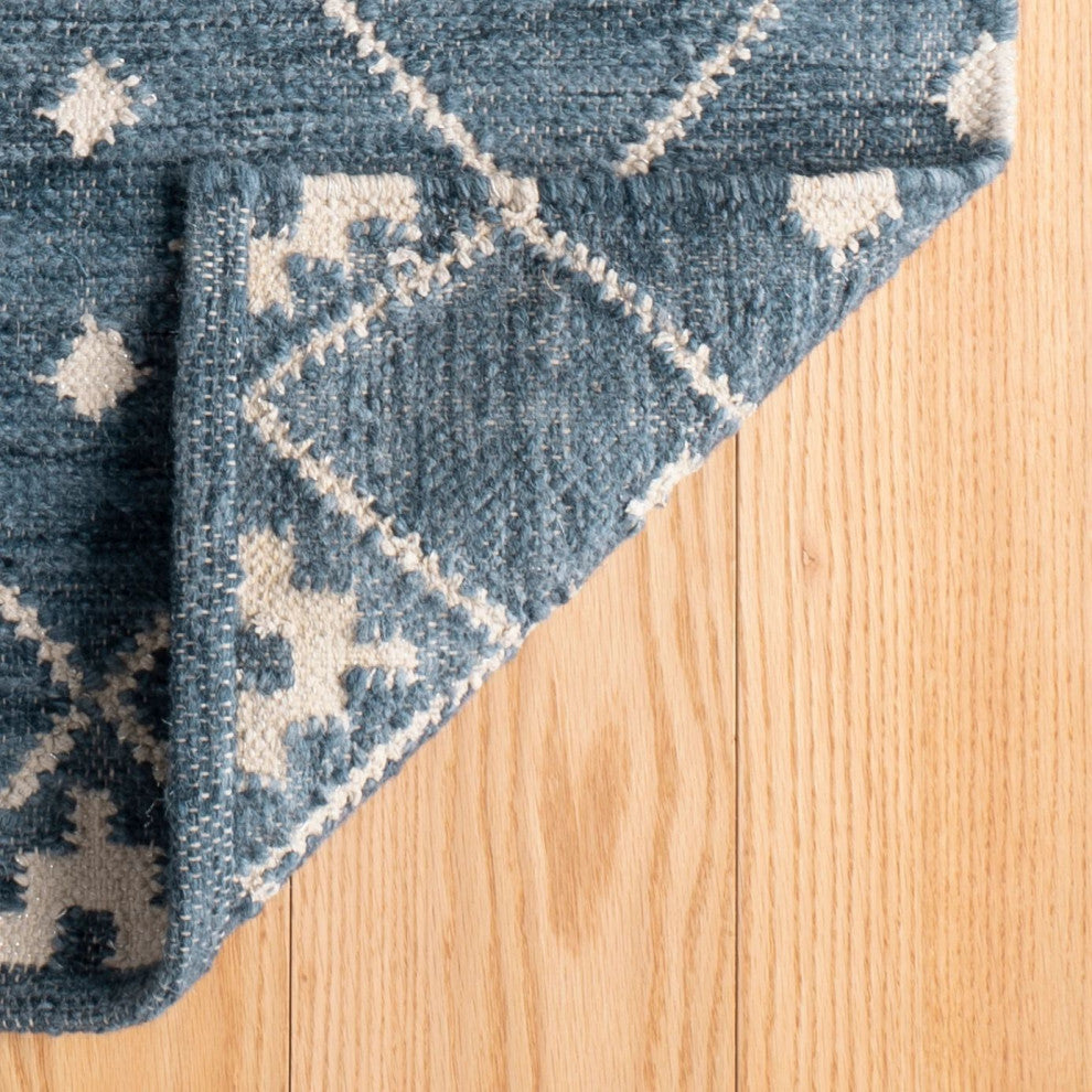 Dash & Albert Kota Indigo Handwoven Wool Rug, Blue, Runner-2'6" x 8'