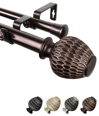 Telmo 1" Double Curtain Rod, Bronze, 160-240"