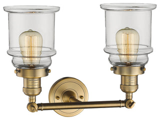 Canton 2-Light Bath Fixture, Clear Glass, Brushed Brass