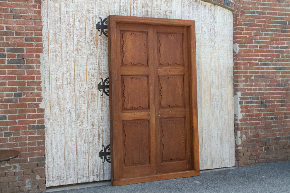 Antique British Colonial Teak Doors with Frame