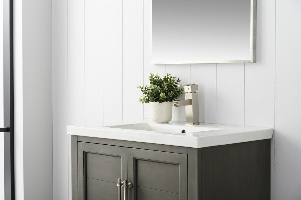 Vanity Art Bathroom Vanity With Sink & Top, Silver Grey, 30", White Ceramic