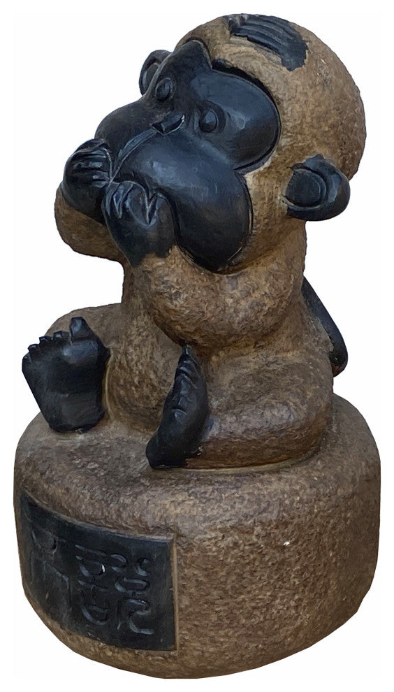 Black Gray Brown Two Colors Stone Monkey Ape Speak No Evil Figure Hcs7113